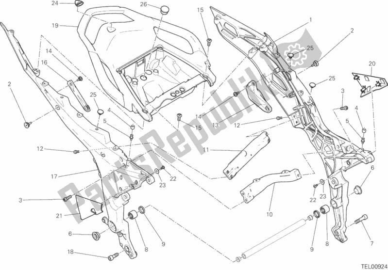 Todas as partes de Quadro Traseiro Comp. Do Ducati Multistrada 1200 ABS 2016